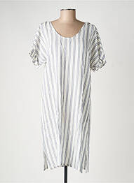 Robe mi-longue tissage crêpe manches courtes gris GAOS femme