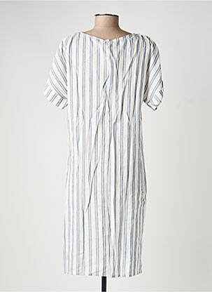 Robe mi-longue tissage crêpe manches courtes gris GAOS femme