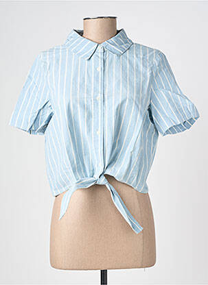 Chemisier tissage popeline manches courtes bleu VERO MODA femme