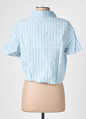 Chemisier tissage popeline manches courtes bleu VERO MODA femme