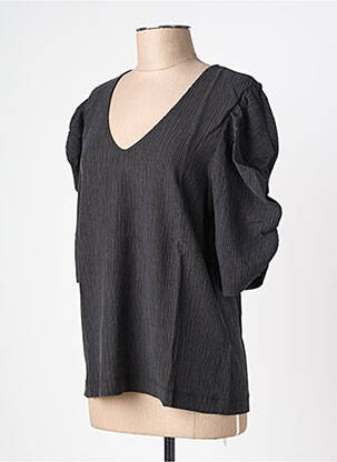 Top tissage crêpe manches 3/4 noir ICHI femme
