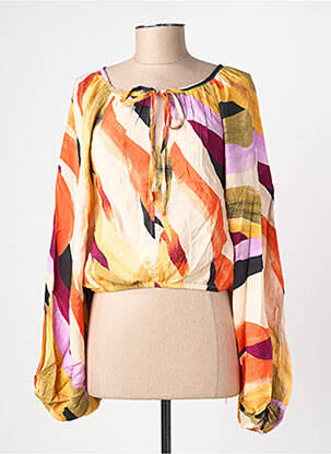 Blouse imprimé fantaisie manches longues orange VERO MODA femme