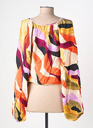 Blouse imprimé fantaisie manches longues orange VERO MODA femme