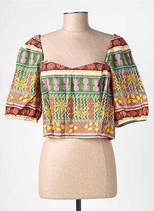Top col v manches 3/4 vert VERO MODA femme