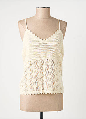 Top coupe cintrée fines bretelles beige VERO MODA femme