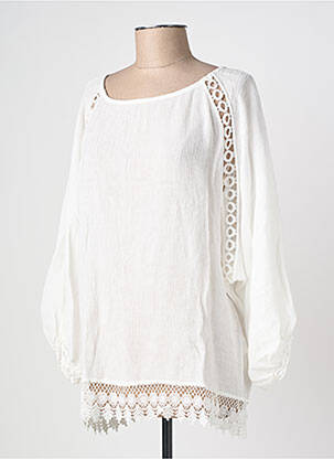 Blouse col rond manches longues blanc GAOS femme