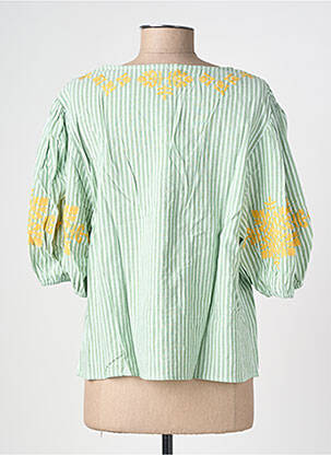 Blouse col v manches courtes vert RUE MAZARINE femme