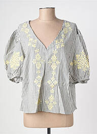 Blouse col v manches courtes gris RUE MAZARINE femme