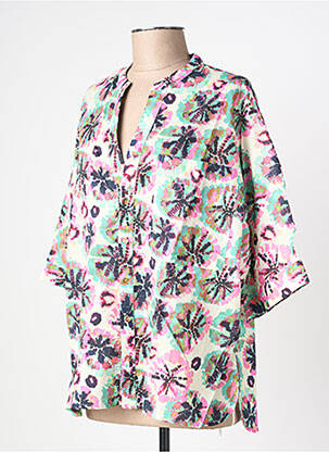 Blouse tissage popeline manches courtes rose RUE MAZARINE femme