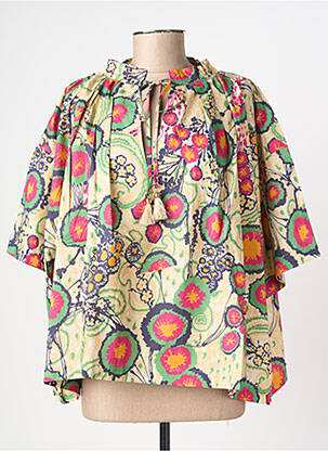 Blouse tissage popeline manches courtes jaune RUE MAZARINE femme