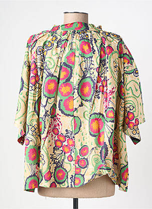 Blouse tissage popeline manches courtes jaune RUE MAZARINE femme