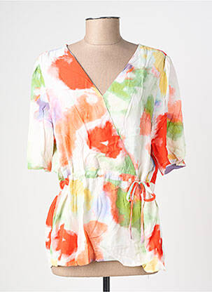 Top imprimé fantaisie manches courtes orange ICHI femme