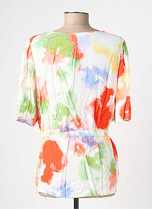 Top imprimé fantaisie manches courtes orange ICHI femme