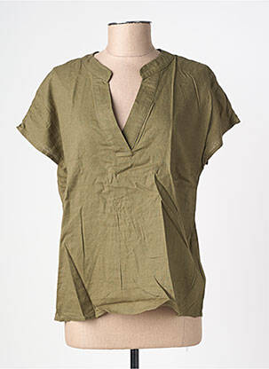 Blouse tissage popeline manches courtes vert B.YOUNG femme