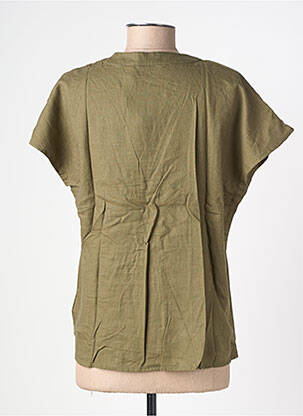 Blouse tissage popeline manches courtes vert B.YOUNG femme