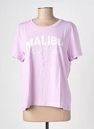 T-shirt sérigraphie floquée manches courtes violet B.YOUNG femme