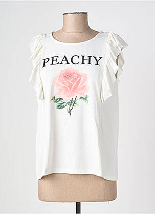 T-shirt sérigraphie floquée manches courtes blanc B.YOUNG femme