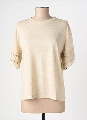 T-shirt coupe cintrée manches courtes beige RUE MAZARINE femme
