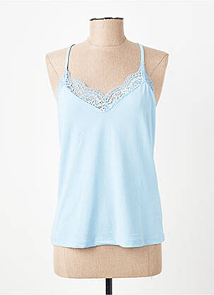 Top tissage crêpe fines bretelles bleu VERO MODA femme