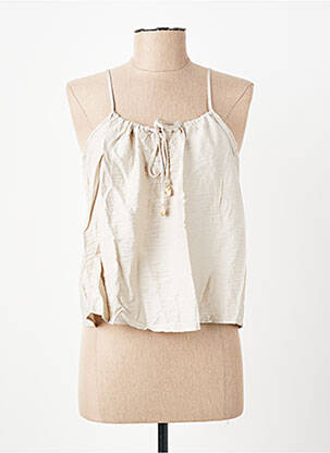 Top manches bretelles ajustables fines bretelles beige VERO MODA femme