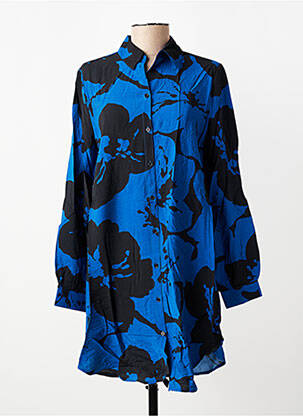 Robe mi-longue imprimé fleurs manches longues bleu B.YOUNG femme