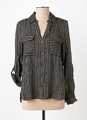 Chemisier tissage popeline manches longues noir VERO MODA femme