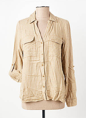 Chemisier tissage popeline manches longues beige VERO MODA femme