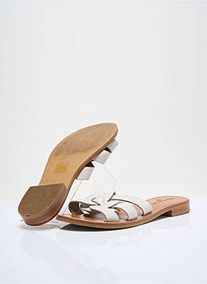 Mules/sabots chiquet talon plat jusqu'à 3cm beige COULEUR POURPRE femme