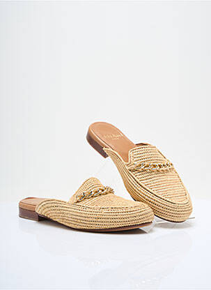 Mules/sabots chiquet talon plat jusqu'à 3cm beige ANAKI femme