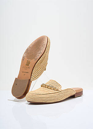 Mules/sabots chiquet talon plat jusqu'à 3cm beige ANAKI femme