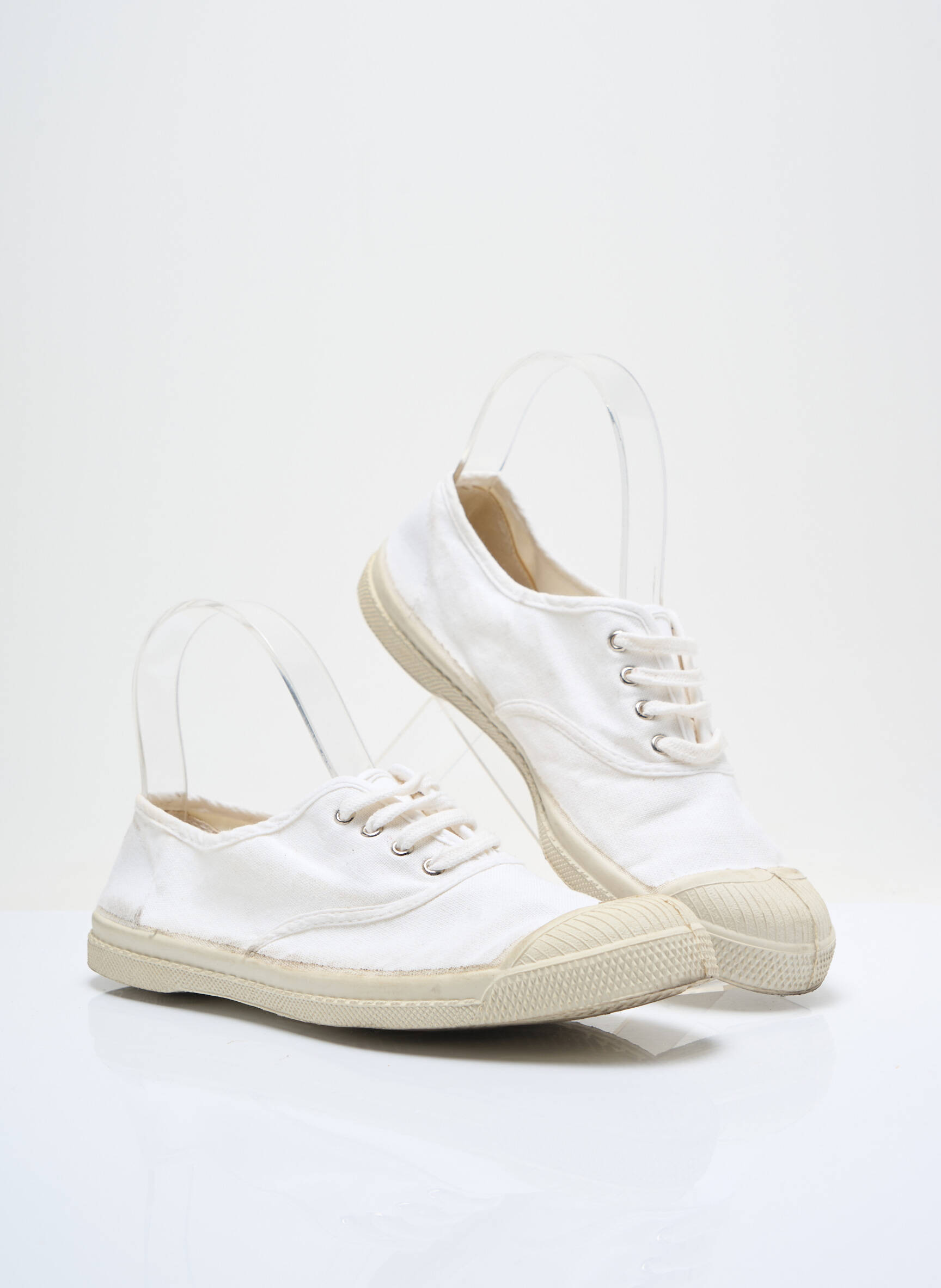 Baskets bout rond talon plat jusqu'à 3cm blanc BENSIMON femme