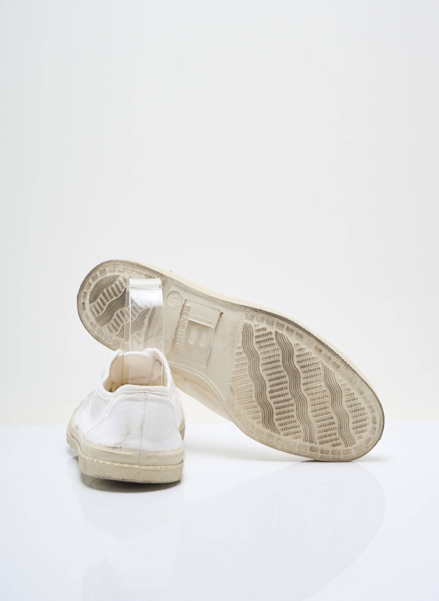 Baskets bout rond talon plat jusqu'à 3cm blanc BENSIMON femme