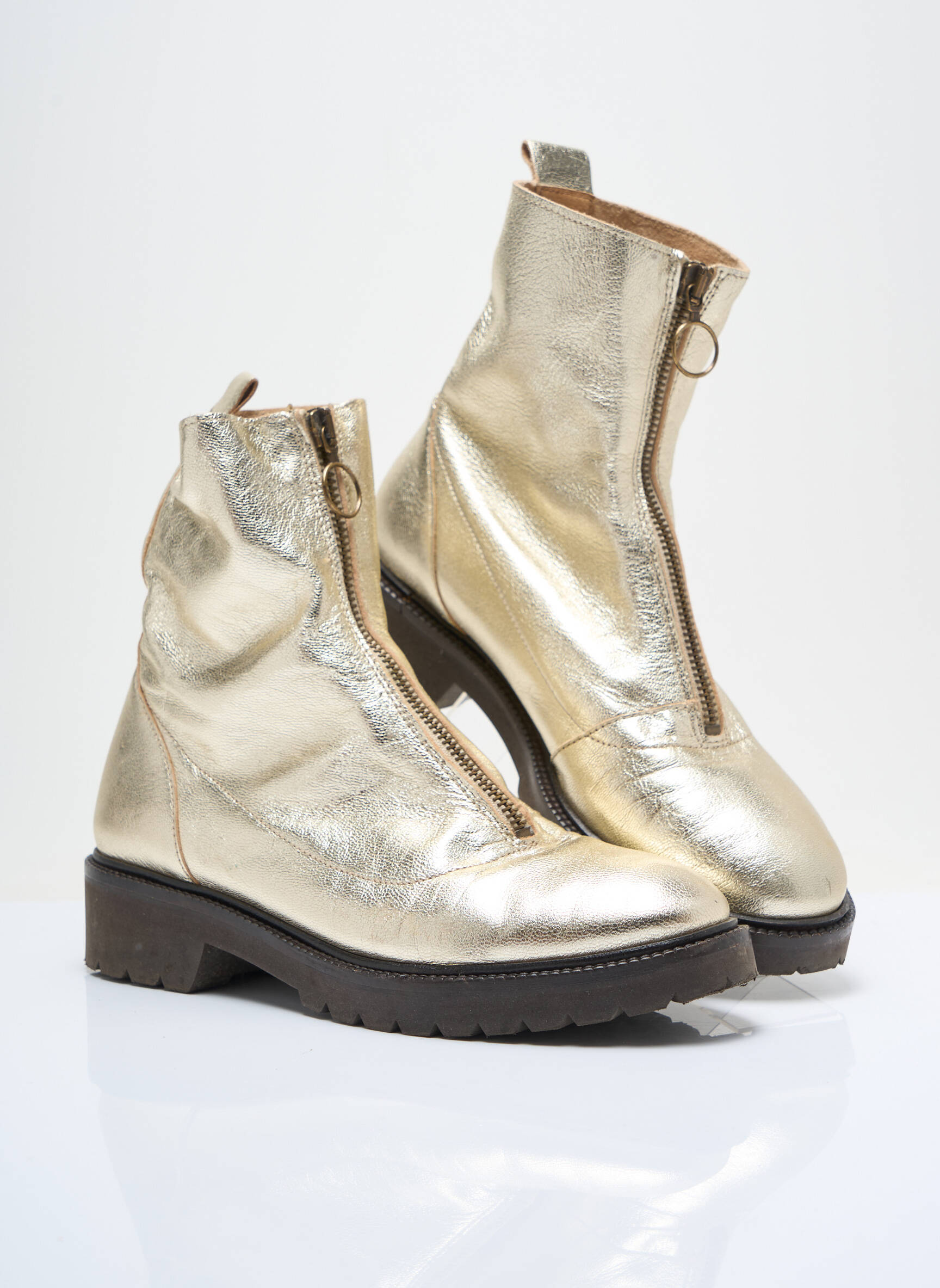 Bottines/boots tissage satiné talon plat jusqu'à 3cm or BENSIMON femme