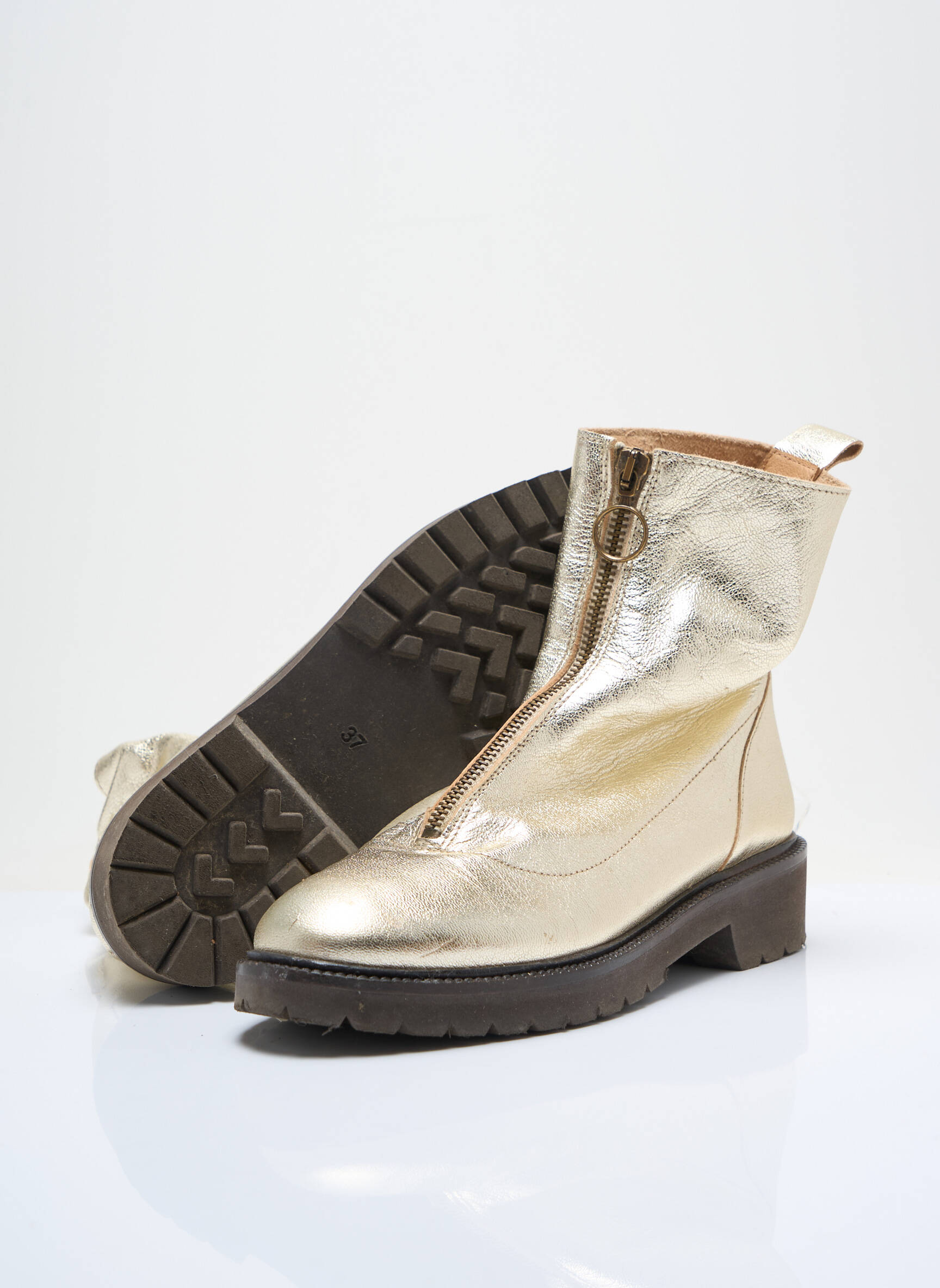 Bottines/boots tissage satiné talon plat jusqu'à 3cm or BENSIMON femme