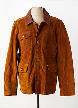 Veste en cuir coupe droite marron IRON AND RESIN homme