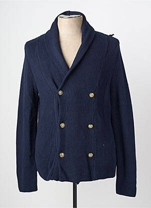 Gilet manches longues col châle bleu IMPERIAL homme