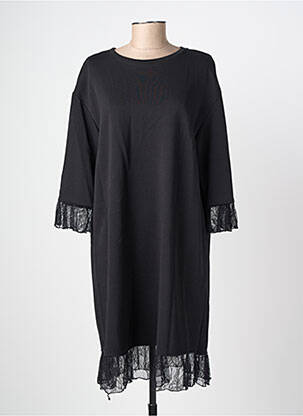 Robe mi-longue manches 3/4 manches 3/4 noir PLEASE femme