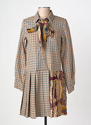 Robe courte coupe évasée manches longues beige DIXIE femme