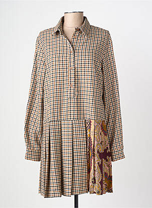 Robe courte coupe évasée manches longues beige DIXIE femme