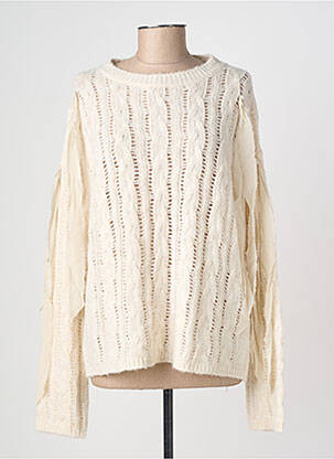 Pull maille ajourée manches longues beige DIXIE femme