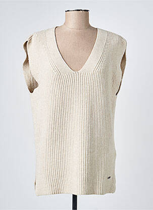 Pull coupe droite manches courtes beige TONI femme