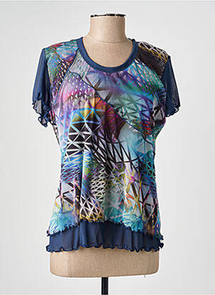 T-shirt imprimé fantaisie manches courtes bleu GUY DUBOUIS femme