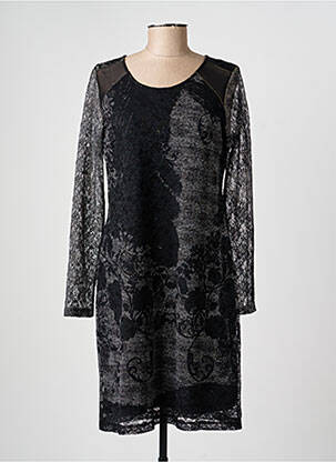 Robe mi-longue manches longues manches longues noir PAUSE CAFE femme