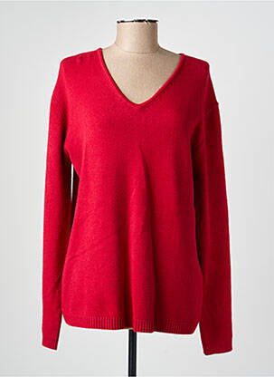 Pull coupe droite manches longues rouge COULEURS DU TEMPS femme
