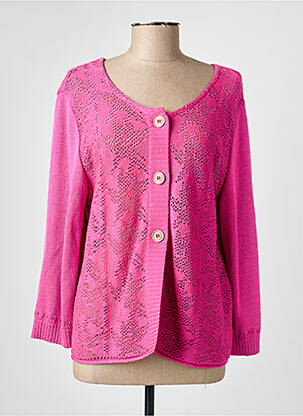 Gilet manches longues col rond rose TELMAIL femme