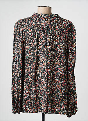 Chemisier imprimé fantaisie manches longues noir ANDAM femme