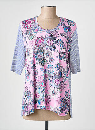 T-shirt imprimé fantaisie manches courtes rose LUCIA femme