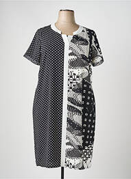 Robe mi-longue imprimé fantaisie manches courtes noir GUY DUBOUIS femme
