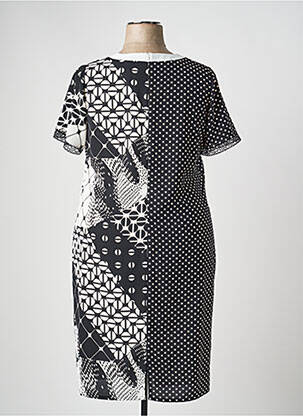 Robe mi-longue imprimé fantaisie manches courtes noir GUY DUBOUIS femme