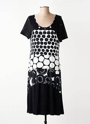 Robe mi-longue manches courtes manches courtes noir SAINT CHARLES femme